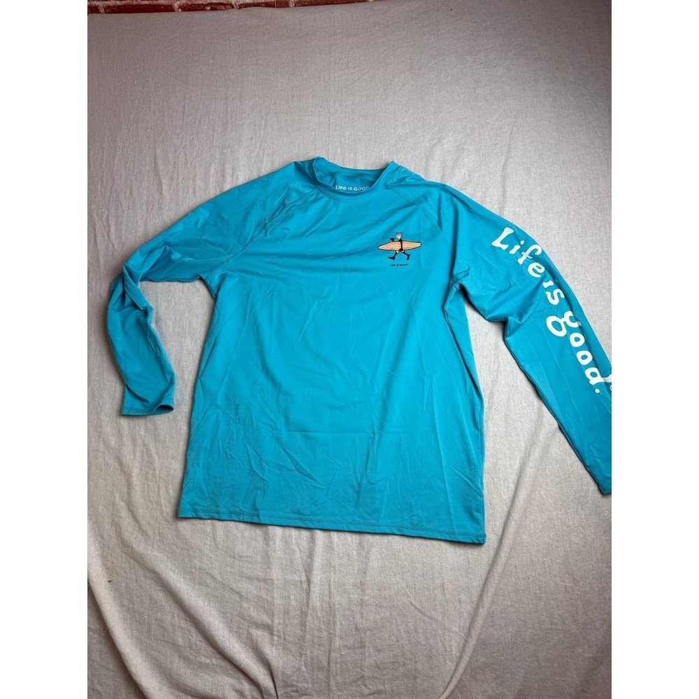 LIFE IS GOOD Rash Guard UPF50+ Cycle Surf Swim Long Sleeve Shirt Mens M Surfing
